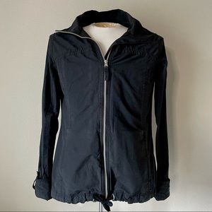 Columbia Full-Zip Hooded Cuff Sleeve Cotton/Nylon Blend Jacket - Black